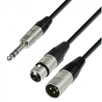 ADAM HALL K4YVMF0300 | Cable de Audio REAN de Jack 6,3 mm Estéreo a 1 XLR Macho y 1 XLR Hembra 3 Mt