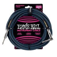 ERNIE BALL P06060 | Cable de Instrumento Trenzado Recto 7.5 Mt Negro y Azul
