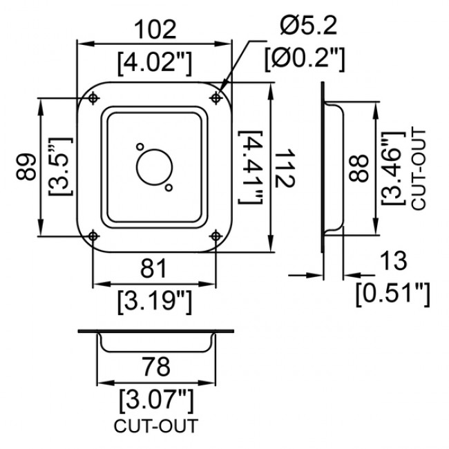 Penn Elcom D0949Z | Placa Pequeña con 1 Agujero para Conector Neutrik D-Series