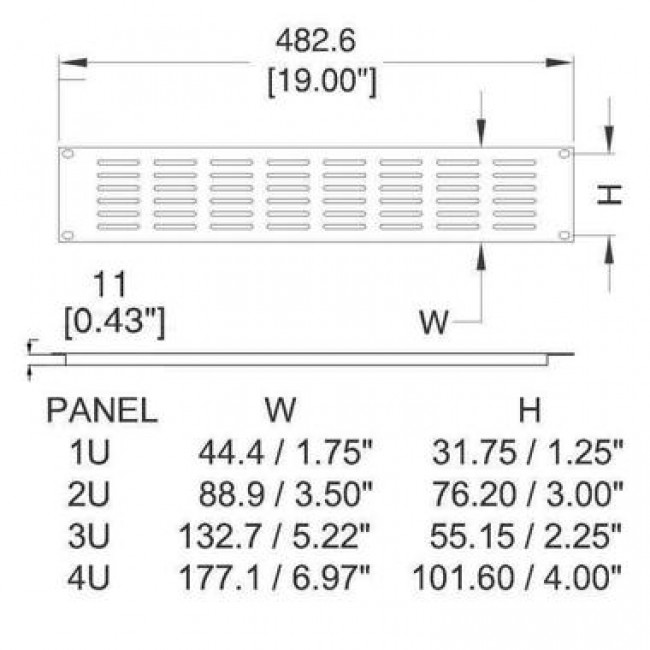 PENN ELCOM R1279-2UK | Panel ventilado para rack de 2U